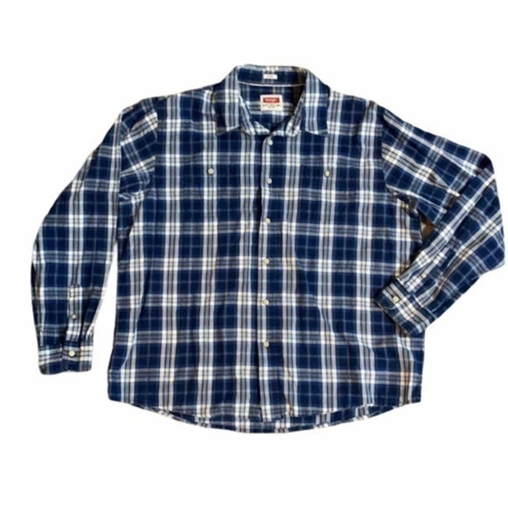 Wrangler indigo plaid work shirt western cowboy 2X